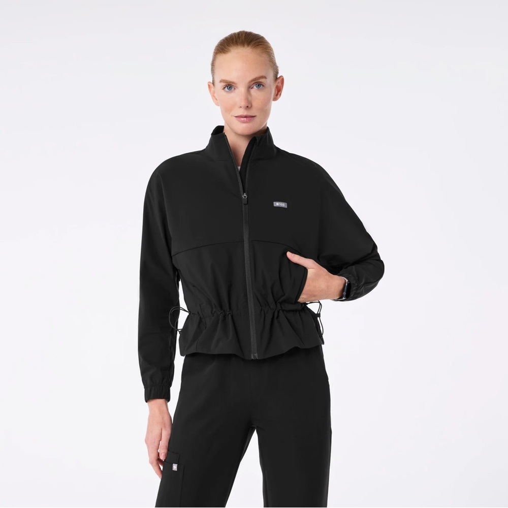BRAND NEW Figs XS ON-Shift Cinched Scrub Jacket (Black)